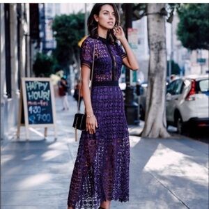 Stunning!! 🤩 Self Portrait Guipur Elegant Purple Lace Midi Dress - Like New!